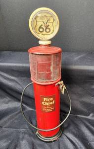lot 428 image: Large Vintage Route 66 Fire Chief Gas Pump Bank