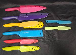lot 456 image: (6) Pure Komachi 2 High Carbon Stainless Steel Knives with Sleeves and (2) More