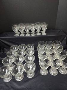 lot 490 image: 36pc. Anchor Hocking Ball Stem Crystal Glass Goblets