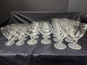 lot 491 image: 24pc. Anchor Hocking Ball Stem Crystal Glass Goblets