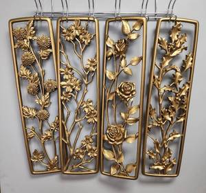 lot 550 image: (4) Syroco Wood 6x23 Floral Wall Hangings