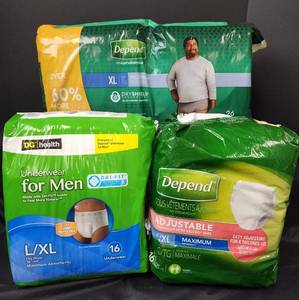 lot 584 image: (3 pkg.) Depend Mens LXL Pullup Underwear