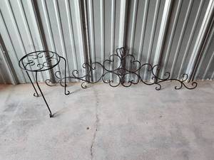 lot 761 image: Iron Plant Stand and 51 Iron Wall Hanging