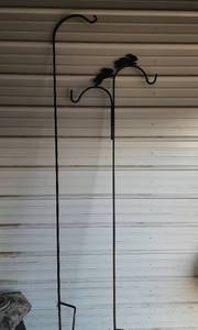 lot 15 image: (2) Large (Very Heavy) Iron Garden Shepherds Hooks (76 from anchor to top of stake)