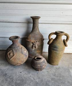 lot 20 image: (4) Terracotta Decorative Jugs 8-22 Tall