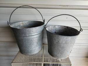 lot 26 image: (2) Galvanized Planters
