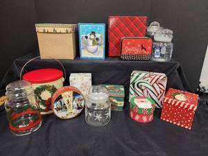 lot 733 image: Christmas Tins, Jars, and Boxes