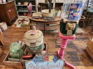lot 44595 image: Lot Of Assorted Antique Items, Including Gum Ball Machine And More