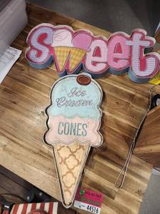 lot 44516 image: Lot Of 2 Ice Cream Metal Signs