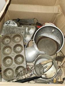 lot 44548 image: Lot Of Vintage Kitchen Pans