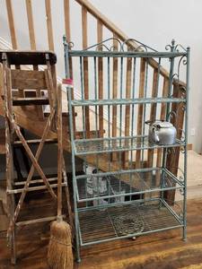 lot 44553 image: Lot Of Vintage Items, Including Rod Iron Shelf