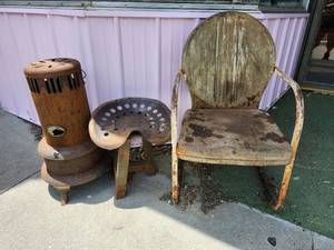 lot 44566 image: Lot Of 3, Antique Metal Chairs And More
