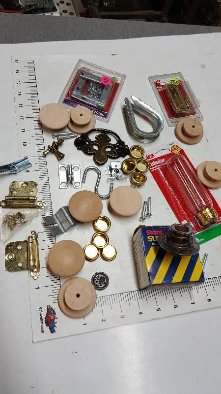 lot 5450 image: Miscellaneous hardware assortment box ready for the Flea Market or home improvement guy