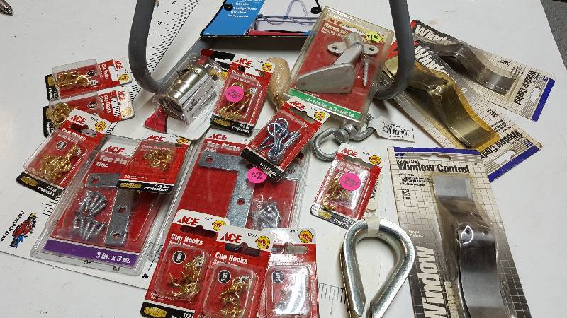 lot 5452 image: Miscellaneous hardware assortment box ready for the Flea Market or home improvement guy