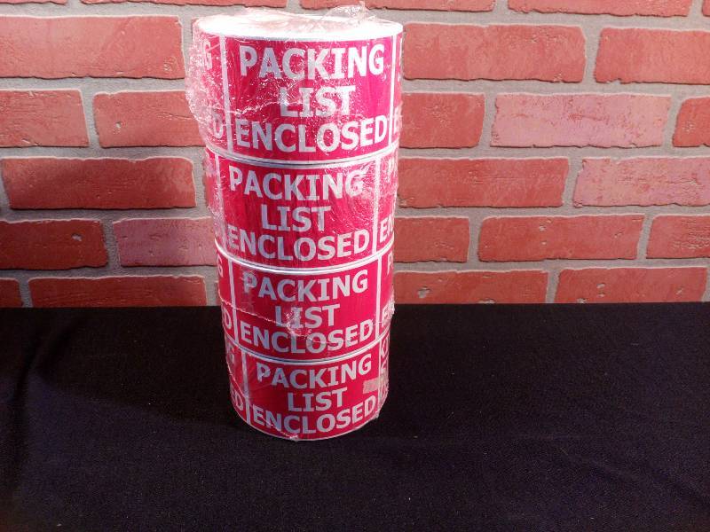lot 42 image: Bright Red Packing List Enclosed Stickers