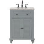 lot 2963 image: Hamilton 25 in. W Shutter Vanity in Grey with Granite Vanity Top in Grey with White Basin