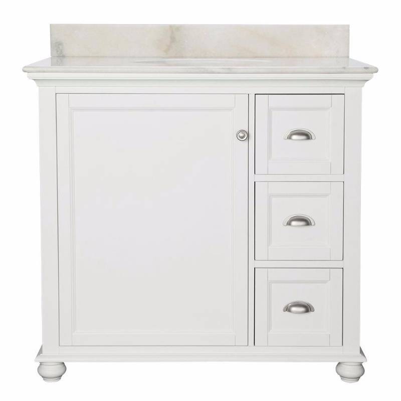 lot 2966 image: Lamport 37 in. Vanity in White with Marble Vanity Top in White
