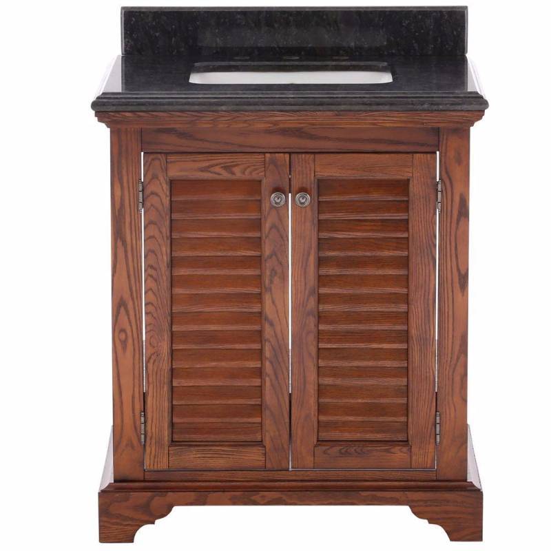 lot 2967 image: Cedar Cove 30 in. Vanity in Oak with Granite Vanity Top in Blue Butterfly