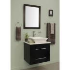 lot 2977 image: Berto 24 in. Vanity in Dark Wenge with Vitreous China Vanity Top in White and Mirror