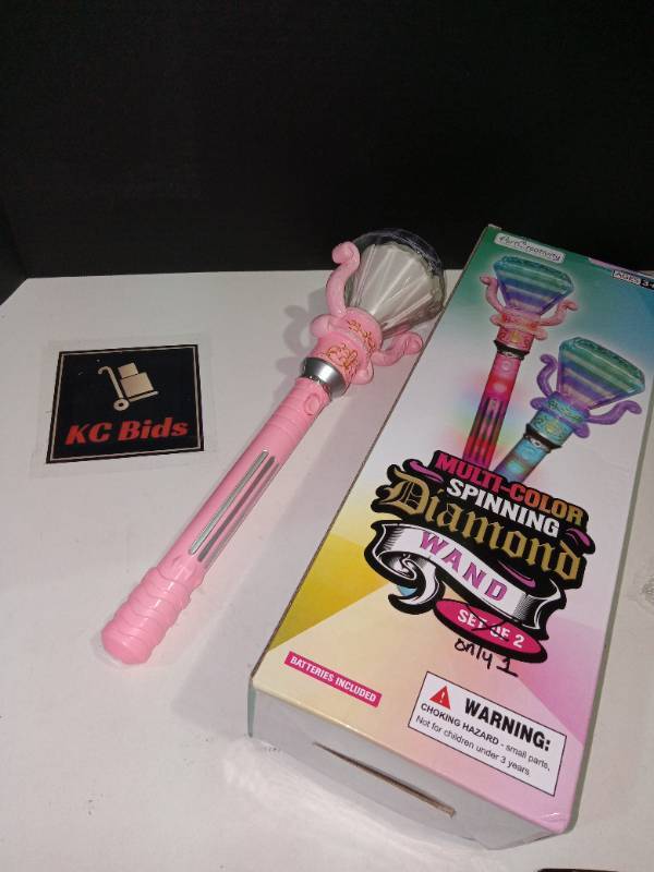 lot 13916 image: ArtCreativity Light Up Diamond Wand for Kids, Princess LED Wand for Girls and Boys with Spinning LEDs and Batteries Included, Princess Toys for Hours of Pretend Play, Pink