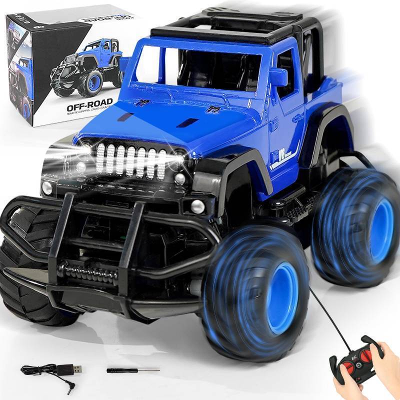 lot 15375 image: FUUY Blue RC Cars 132 Remote Control Car for Toddlers Kid Car Play Road Monster Truck, Off Road RC Trucks with Storage Case Cool Cars for Boys 2-6 Birthdays Gifts
