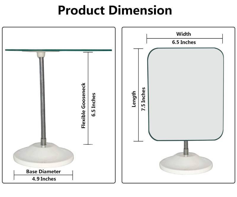 lot 15688 image: YEAKE Adjustable Flexible Gooseneck Makeup Mirror,360°Rotation Folding Portable Desk Vanity Mirror with Stand Shower Shaving Cosmetic Mirror Square Large