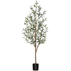 lot 16356 image: Kazeila Artificial Olive Tree Realistic Fake Silk Tree 4 Feet Tall Faux Plant for Home Decor Indoor