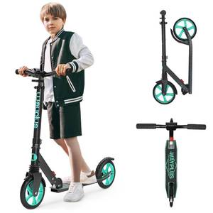 lot 16360 image: WAYPLUS Aquas Kick Scooter for Kids, Teens & Adults - Foldable, Lightweight, 8-Inch Non-Slip Deck, ABEC9 Bearings, Adjustable Height, Lifetime Service - Retail $79.76