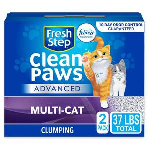 lot 16371 image: Fresh Step Clumping Cat Litter, Advanced, Clean Paws Multi-Cat, Extra Large, 37 Pounds total (2 Pack of 18.5lb Boxes)