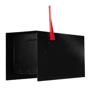 lot 16373 image: Ilyapa Modern Design Mailbox, Black Powder Coated, Tab Pull Handle, Steel Heavy Duty Curbside Welded Mailbox, All Weather Durable & Corrosion Resistant, Stainless Steel Hinges & Magnetic Door - Retail $126.47