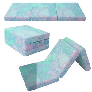 lot 16377 image: MeMoreCool Foldable Floor Mattress for Kids, Toddler Floor Nap Mat for Sleeping Daycare, Small Child Foldable Mattress Floor Bed, Trifold Futon Portable Tri Folding Mattress, Glow 57x22 Inch