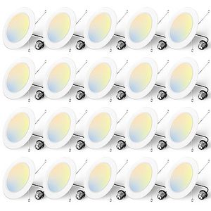 lot 16381 image: Amico 56 inch 5CCT LED Recessed Lighting 20 Pack, 1050LM Ultra-Thin Flat LED Can Lights, Dimmable, IC Rated, 12W Eqv 110W, 2700K3000K4000K5000K6000K Selectable, Retrofit Installation- ETL & FCC - Retail $98.1