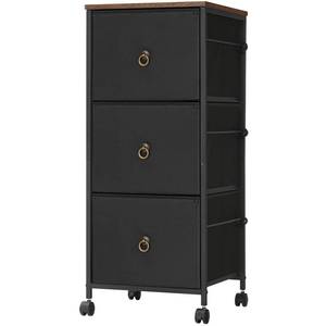 lot 16401 image: HOOBRO 3-Drawer File Cabinet, Vertical Filing Cabinet, Office Cabinet for Home Office, Mobile Printer Stand fits A4Letter Size, Adjustable Hanging, Nonwovens Drawer, Rustic Brown and Black BFK44WJ01