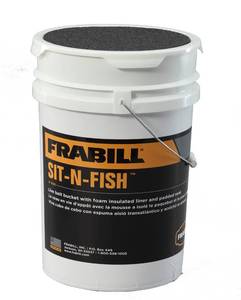 lot 16405 image: Frabill Sit-N-Fish  Insulated Bait Bucket with Convenient Padded Cushioned Lid for Comfortable Seating Option