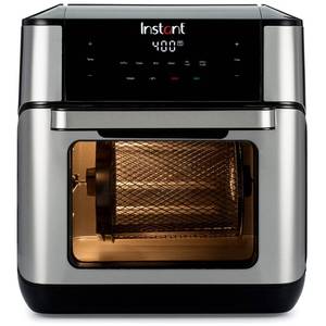 lot 16414 image: Instant Pot 10QT Air Fryer, 7-in-1 Functions with EvenCrisp Technology that Crisps, Broils, Bakes, Roasts, Dehydrates, Reheats & Rotisseries, Includes over 100 In-App Recipes, Stainless Steel - Retail $126.38