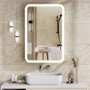 lot 16424 image: Lighted Medicine Cabinet White Aluminium Profiles Wall Mounted Bathroom Medicine Cabinet or Recessed Mirror Cabinet with Tri-Colour Light, Infinitely Variable Light, Defogging Function 24�x16� - Retail $115.94