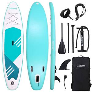 lot 16440 image: Inflatable Stand Up Paddle Board with Premium SUP Accessories & Carry Bag Adult Standing Boat (Green) - Retail $150.3