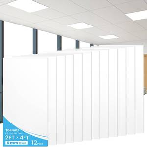 lot 16441 image: Toemics Drop Ceiling, 12 Pack Ceiling Tile 2ft x 4ft PVC Ceiling Panel Cover 5mm Waterproof Washable and Fire-Rated Drop Ceiling Tile 96 Sq. Ft - White - Retail $114.58