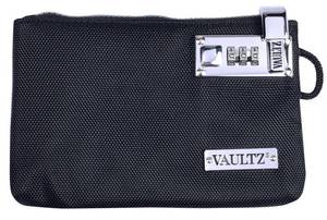 lot 16455 image: Vaultz Money Bag with Lock - 7 x 5 x 0.5 Inch Locking Pouch wZipper for Medicine, Jewelry, Supplies and Cash - Black (may have been used)