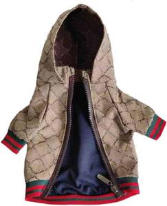 lot 16461 image: HQREA Dog Hoodie Luxury Dog Clothes Winter Dog Jacket Classic Designer Small Dog Coats Warm Pet Dog Coat Zipper Design Easy OnOff French Bulldog Teddy Pug Puppy Clothes(XL)