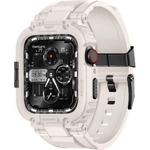 lot 16463 image: amBand Bands Compatible with Apple Watch 987 45mm, M1 Sport Series Rugged Case with TPU Strap Military Protective Tough Cover Bumper for iWatch SE2SE6543 44mm 42mm Men Starlight