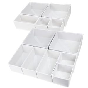 lot 16469 image: 12 Pack Drawer Organizers for Clothing, Foldable Clothes Drawer Organizer for Underwear, Folded Clothes, Baby Clothing, Socks, Bra, Towels, Ties - Multi-pack Clothes Organizer Storage Box (White)