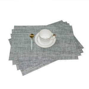 lot 16473 image: GIVERARE Placemats Set of 4, Heat-Resistant Woven Vinyl Place Mat, Non-Slip Washable PVC Table Mats, Easy to Clean Premium Plastic Place at for Dining Table, Kitchen Table (Smoky Gray)