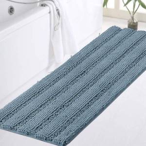 lot 16474 image: Turquoize Bathroom Runner Extra Long Bathroom Rug Blue Chenille Bath Rug Non Slip Shaggy Bath Mat Shag Shower Mat, Soft and Cozy, Super Absorbent Water, Washable Rug, 47 x 17 inches, Stone Blue