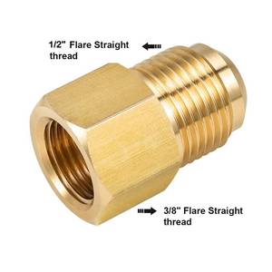 lot 16475 image: Breezliy 38 Inch Female Flare x 12 Inch Male Flare Brass Adapter for fuel, oil, air, liquid petroleum (LP) and natural gas lines connections
