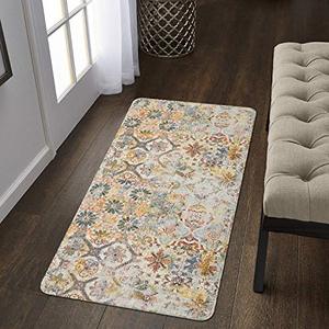 lot 16477 image: Lahome Floral Medallion Collection Area Rug -2� X 4� Non-Slip Distressed Vintage Runner Rug Accent Throw Rugs Floor Carpet for Door Mat Entryway Living Room Bedrooms Decor (2 X 4, Multicolor)