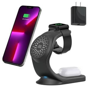 lot 16479 image: 3 in 1 Magsafe Compatible Wireless Charging Station for iPhone 1413 Series1212Pro12Pro Max12Mini, iWatch 76SE5432, AirPods 2Pro, Compatible with MagSafe Cases (QC 3.0 Adapter Included)