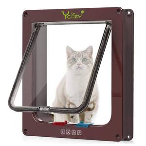lot 16481 image: Ycozy Large Cat Doors (Outer Size 9.8 x 9.3) 4-Way Locking Indoor Pet Door for Interior Exterior Doors, Weatherproof Cat Flap for Kittens & Doggies Easily Install on DoorWallWindow