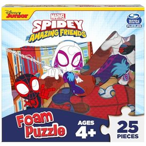 lot 16485 image: Marvel, 25-Piece Jigsaw Foam Squishy Puzzle Go Spidey Disney Junior Spidey and his Amazing Friends Show, for Kids Ages 4 and up (missing 1 piece)