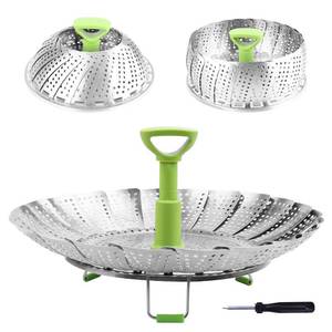 lot 16493 image: Steamer Basket Stainless Steel Vegetable Steamer Basket Folding Steamer Insert for Veggie Fish Seafood Cooking, Expandable to Fit Various Size Pot (6.4 to 10)